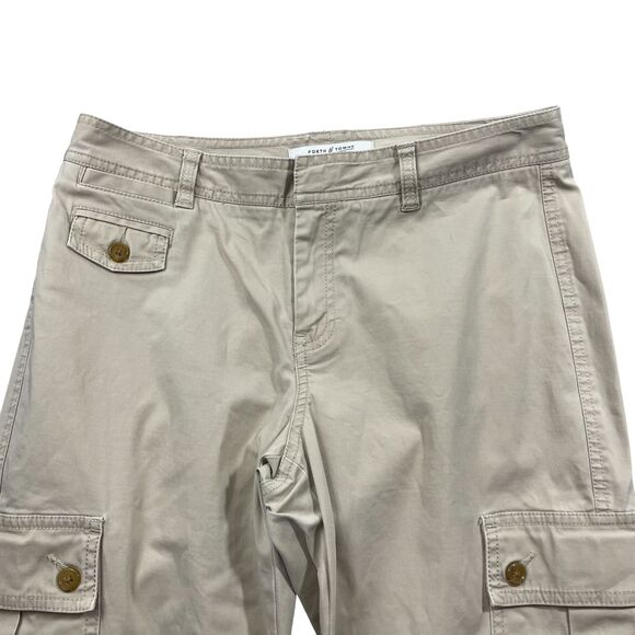 Forth & Towne 6 Khaki Cargo Straight Leg Cotton Blend Strength Stretch Beige - Picture 5 of 6